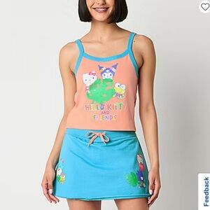 Hello Kitty Womans Juniors Square Neck Sleeveless Tank Top 2XL New Summer Spring